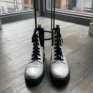 White Sam Edelman combat boots